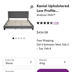 New in box, Upholstered Platform Bed Frame, King J00104-0996. Mattress and deliver available if need