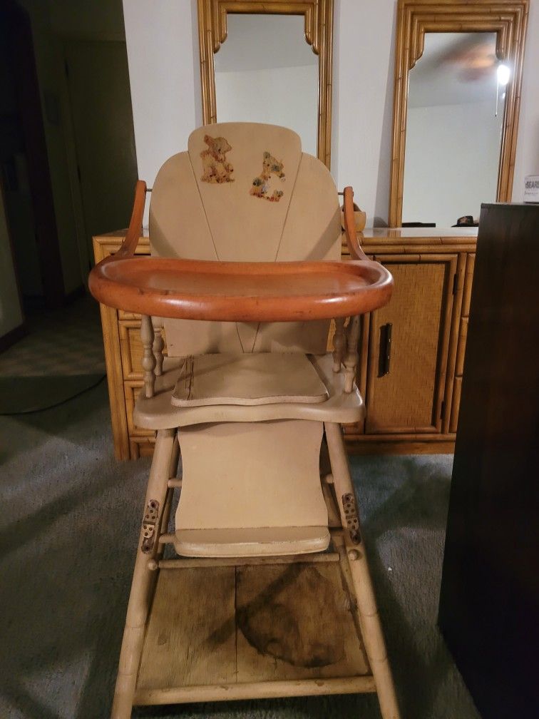 Beautiful Wooden Antique Highchair