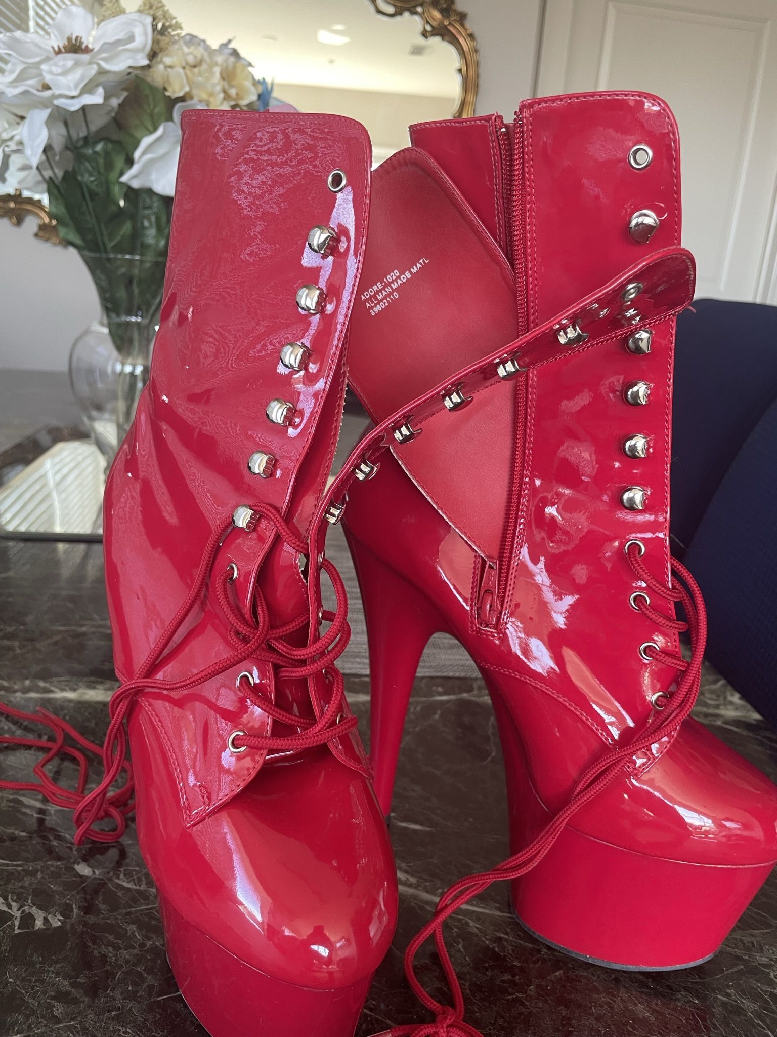 Women Red High Heel Dancer Shoes