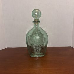 Vintage liberty green glass decanter with stopper 11 inches S2