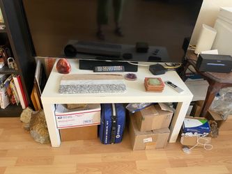 Nice white coffee table: Well used!