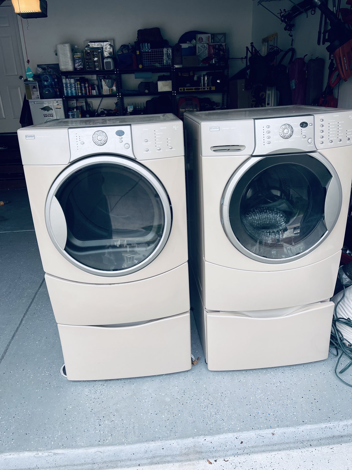 Kenmore  Washer And Dryer  With Pedestals 