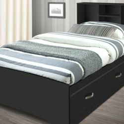 Twin/Full size Book case Storage bed frame