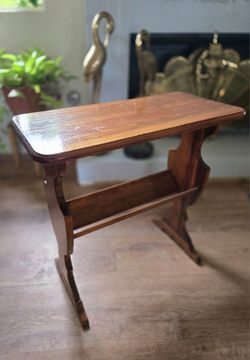 Vintage Wooden Side Table with Magazine Rack
