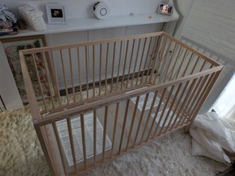 Ikea natural wood color crib