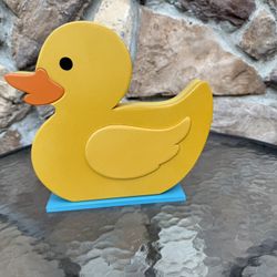Wooden Duck Coin Bank Handcrafted 8.5” Tall