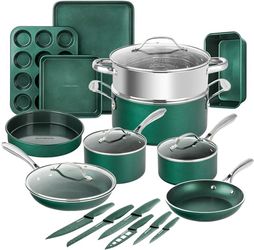 GRANITE STONE POTS AND PANS WITH KNIVES SET 