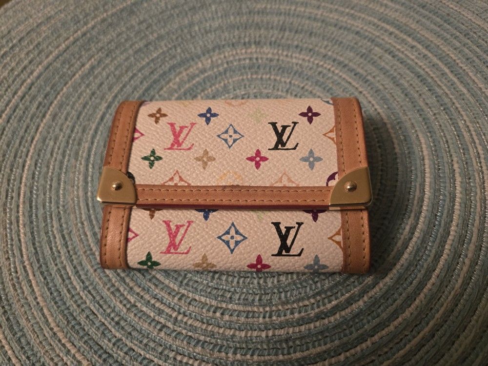 Louis Vuitton Multicolore Monogram Plat Coin Compact Wallet Purse Bag Excellent Condition 
