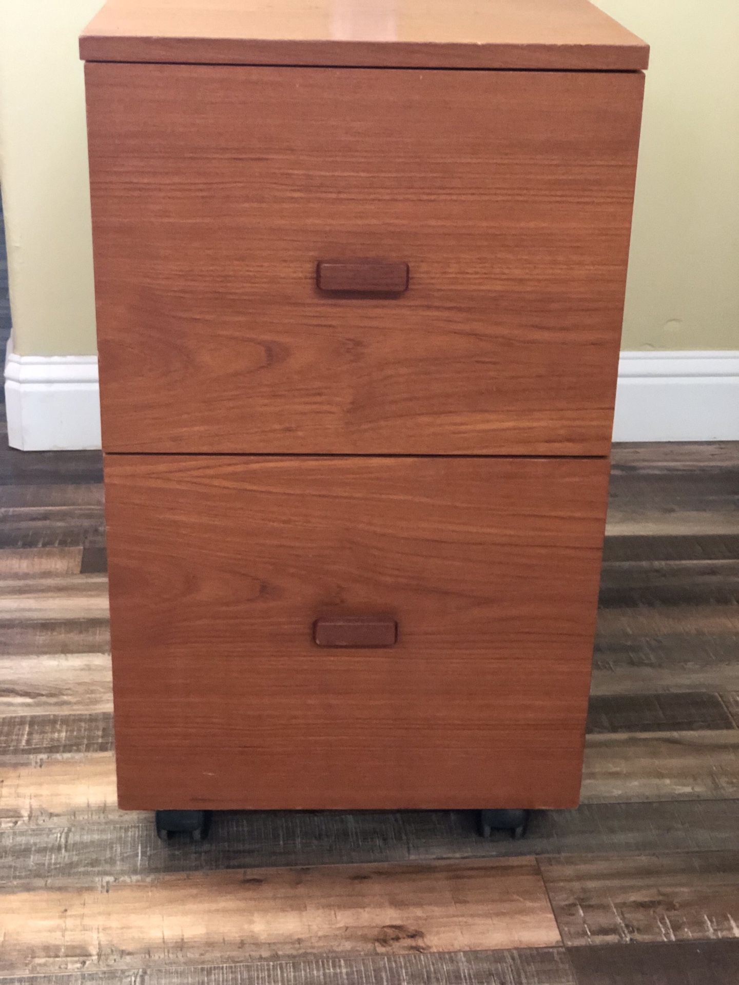 TWO DRAWER FILE CABINET ON WHEELS
