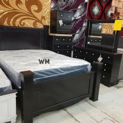 Shay Black Storage Poster Bedroom Set /Queen and King Bed Frame
