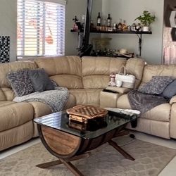 Leather Sectional Sofa w/ Recliners