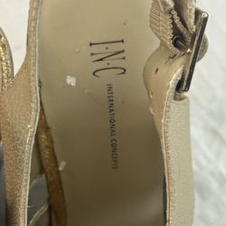 INC International Concepts Gold Wedge Sandals – Size 7