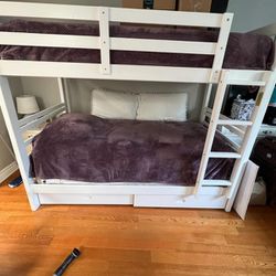 White bunk bed twin