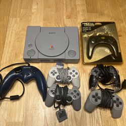 PS1 System And 6 Controllers Bundle