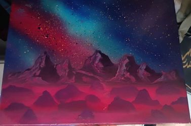 Handmade spray paint art on canvas 12x16