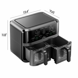 Chefman TurboFry Touch Dual Window 6-Quart Air Fryer with two independent 3-quart baskets (black)