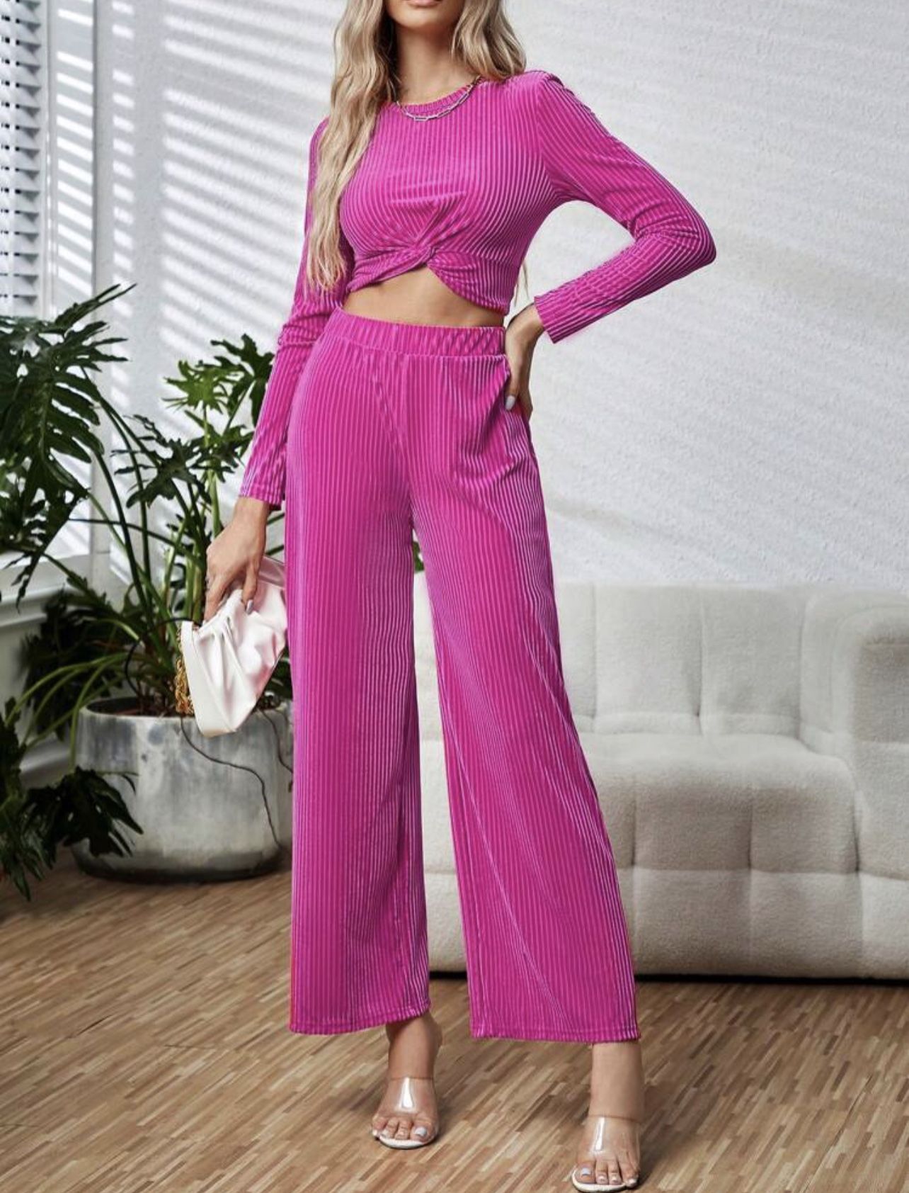 Solid Crop Tee & Wide Leg Pants *NEW*