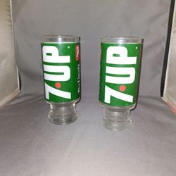 Vtg 7 Up Tall Glasses 
