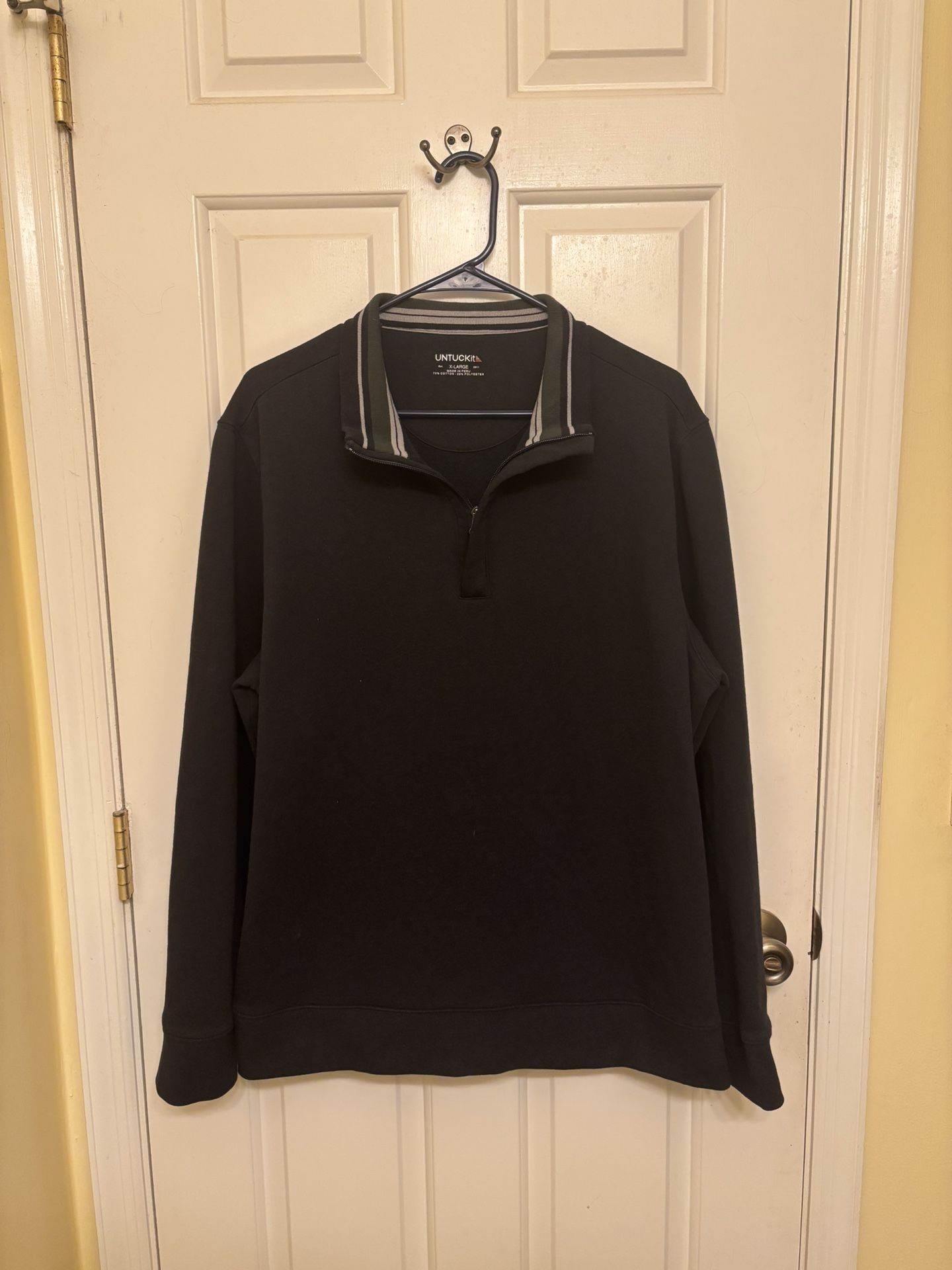 Untuckit Navy Blue Performance Business Casual Pullover Quarter Zip Sweater