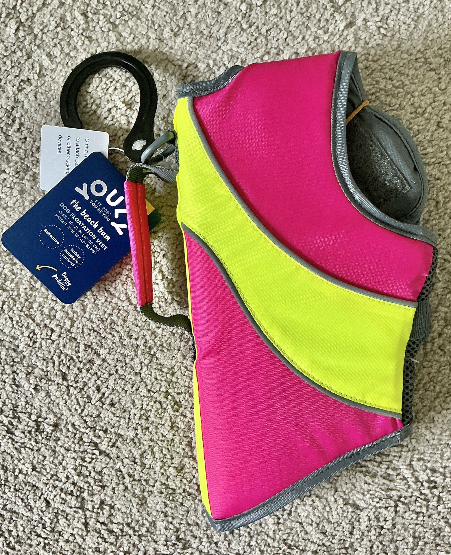 Youly yellow & pink Floatation Vest Dogs Small 16-22 Inches New ๐ถ