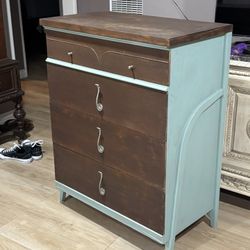 Teal Solid Wood Dresser 