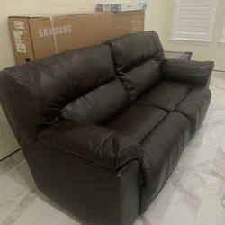 Dark Brown Leather Recliner Sofa