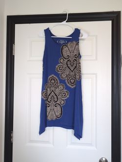 XS blue boho paisley tunic tank top
