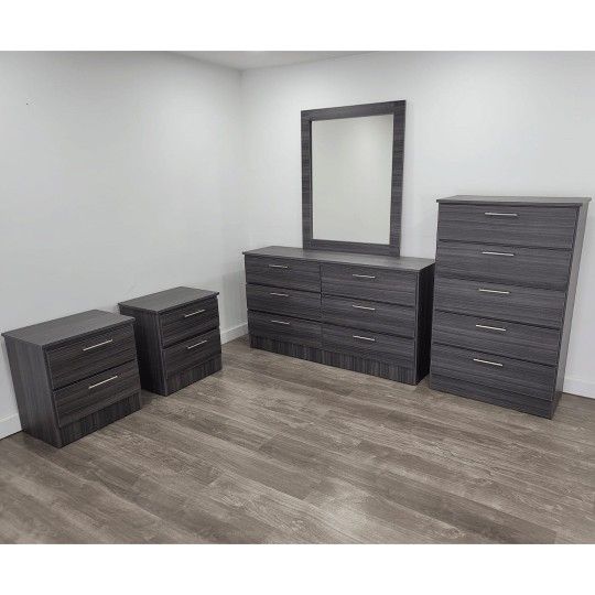 Dresser Whit Mirror, Chest And 2 Nightstands  * Cómoda Con Espejo, Gavetero Y 2 Mesitas De Noche 