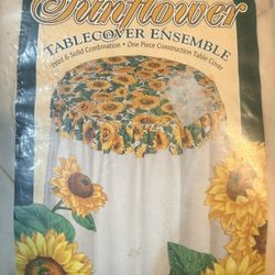 Vintage Sunflower Tablecloth JANIC Company 36x36