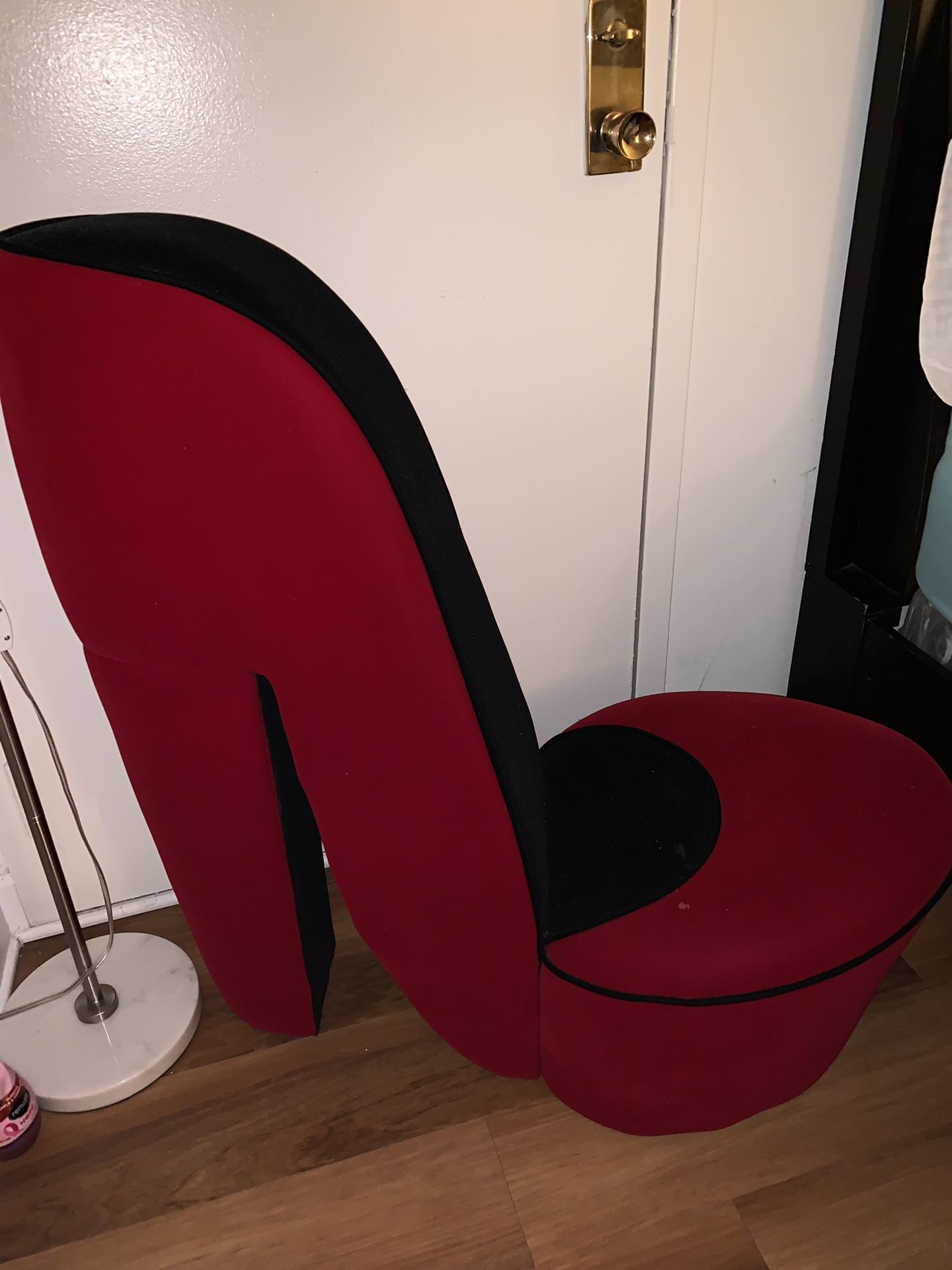 Red shoe chair
