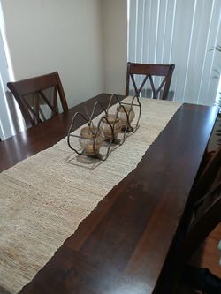 Dark Wood Dining Table with Chairs