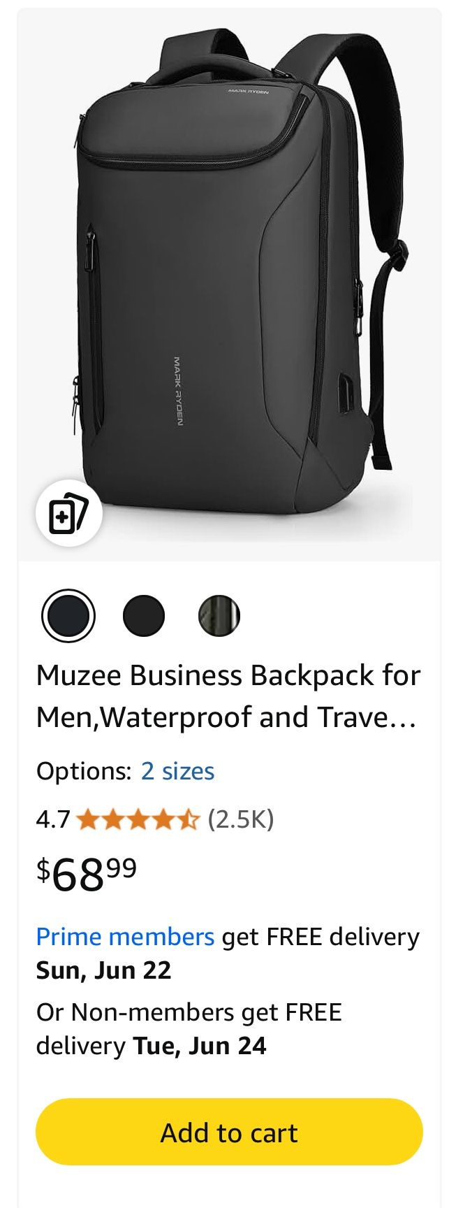 MARK RYDEN Business Backpack for Men, Waterproof Travel Laptop Backpack Fits 17.3 Inch Notebook