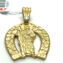 10kt Gold Large San Judas Horseshoe Pendant 6.85grams 163557 7