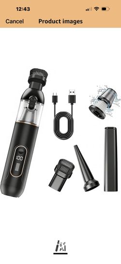 20000PA Cordless Hand Vacuum, Rechargeable Handheld Vacuum Cleaner for Pet Hair, Car Detailing, Home Use