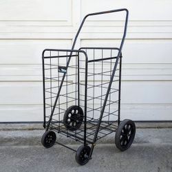 Jumbo all purpose lightweight folding collapsible metal wire rolling laundry grocery shopping cart