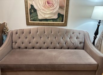 Matching Tufted Velvet Sofa and Two-Seater Set