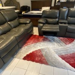 Tax Time Sale Going On Now. Madrid Gray Leather Reclining Sofa And Loveseat Now $999. Easy Finance Option. Same Day Delivery