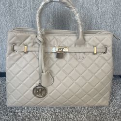 Badgley Mischka Diamond Quilted Tote Bag Gold Hardware NWT