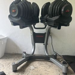 Bowflex 1090 adjustable dumbbells with stand up to 90 lbs each