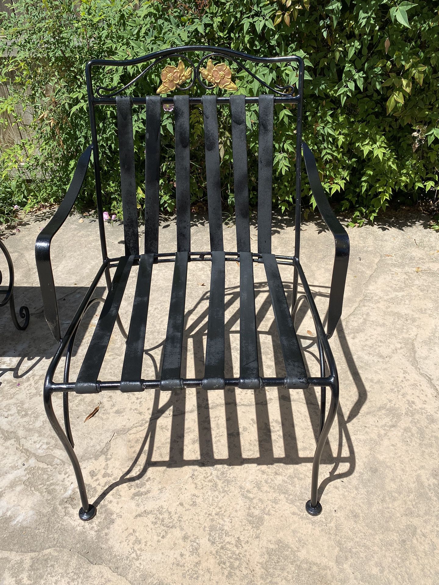 Black and Gold Outdoor Chair SOLD, Pending Pick Up