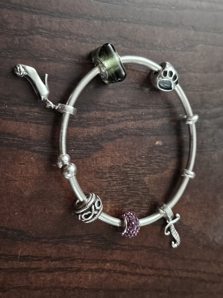 Silver Bracelet 925 With 6 Charms