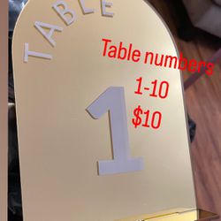 Used 1-10 Table Numbers Gold 