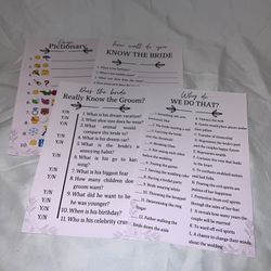 Bachelorette And Bridal Shower Game Cards For Parties. Mini Games And Activities