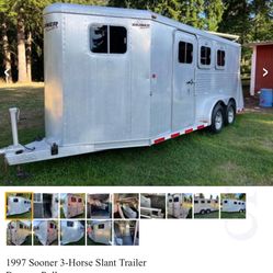 1997 Sooner 3-Horse Slant Trailer - $10,000