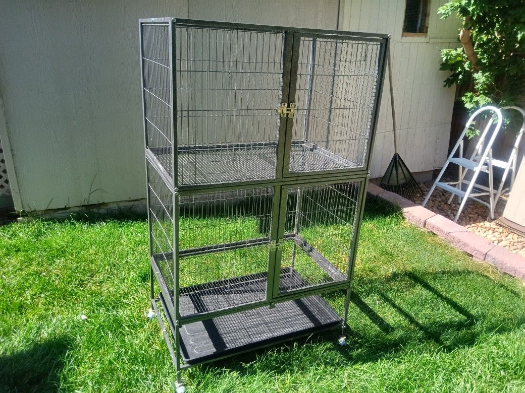 Metal Animal Bird Cage On Wheels 21" X 31" X 54" Tall