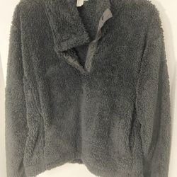 Forever 21 Faux Fur Size L Black Womens Teddy Pullover