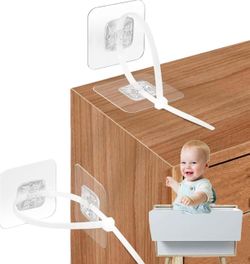 No Drill Furniture Anchors Adhesive (10 Packs) for Baby Proofing, Adjustable Anti-Tip Furniture Wall Safety Straps for Child, Keep Toddlers & Pets Saf