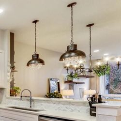 2x Pendant lights in Rustic Black Metal