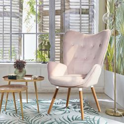 Homy Casa KAS VELVET BLUSH Leisure Chair "26.77" x 28.74" x 41.73" Accent Chair for Living Room, Bedroom, or Office Open Box