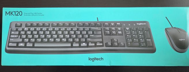 Logitech plug and play keyboard and mouse.